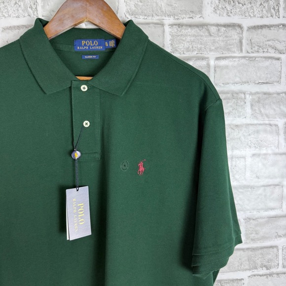 Polo Ralph Lauren Other - Polo Ralph Lauren Mens Classic Fit Mesh Polo Shirt Dark Green W/ Red Pony XL NWT